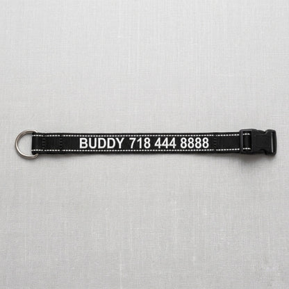 Personalized Tactical Dog Collar | Custom Embroidered Name & Phone | Cobra Buckle | Reflective | Large Breed | Black, Green, Navy — K9 Forge