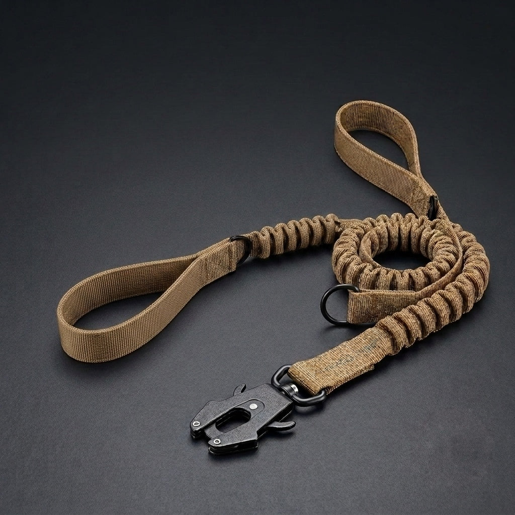 Tactical Bungee Dog Leash — QD Frog Buckle, Shock Absorbing, 
Padded Handle, Reflective | K9 Training Leash for Large Breeds