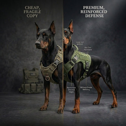 Tactical Dog Harness — No Pull Military K9 Vest, Waterproof, Reflective, Adjustable | German Shepherd, Malinois, Large Breeds