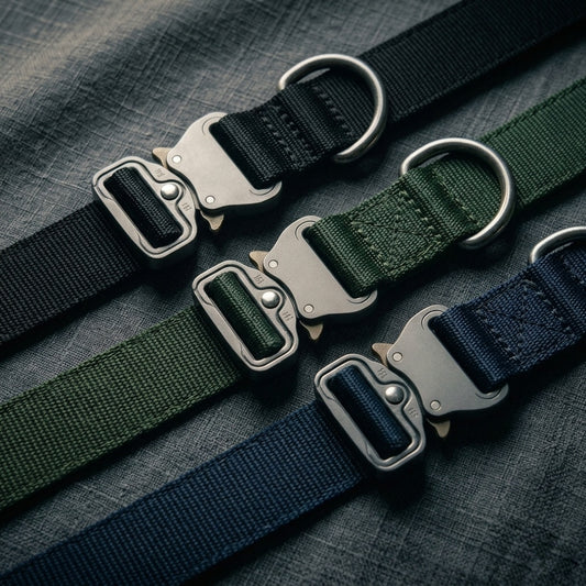 Personalized Tactical Dog Collar | Custom Embroidered Name & Phone | Cobra Buckle | Reflective | Large Breed | Black, Green, Navy — K9 Forge